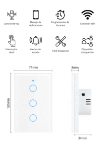 Interruptor de Luz de Pared Inteligente WiFi 2 Vías – Negro elegante