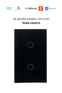 Interruptor de Luz de Pared Inteligente WiFi 2 Vías – Negro elegante