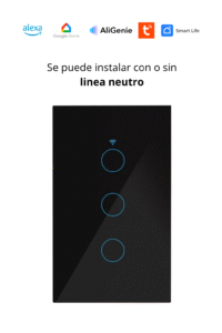 Interruptor de Luz de Pared Inteligente WiFi 3 Vías – Negro elegante